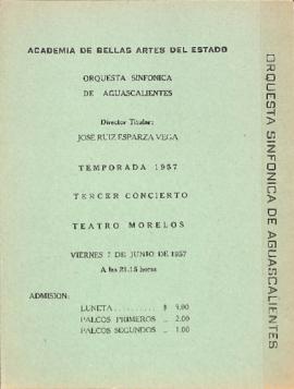 Programa tercer concierto de la Temporada 1957