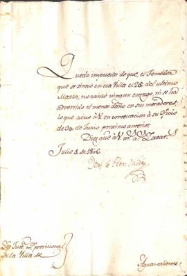 Noticia sobre el temblor que se sintió en la Villa de Aguascalientes el 25 de marzo de 1806.