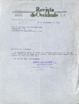 Carta de José Ortega Spottorno