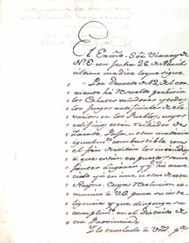 Decreto del Virrey Miguel José de Azanza de 12 de abril de 1799 en el cual prohibe el uso de cohe...