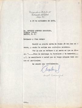 Carta de Ángel Carvajal Bernal