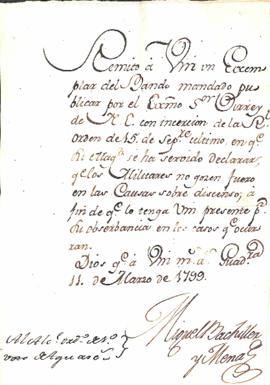 Se remite bando del Virrey Miguel José de Azanza en el que se inserta la Real Orden de 15 de sept...