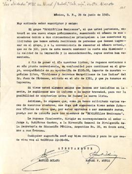 Carta de Rafael F. Muñóz y Rafael Solana