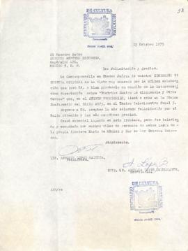 Carta de Antonio López Machuca y Arcelia López Bustamante.