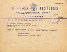 Telegrama de Leonor y Guillemina Llach