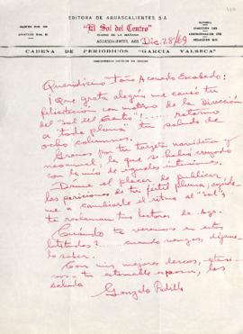 Carta de Gonzalo Padilla