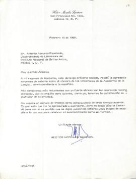 Carta de Héctor Morales Aviñón