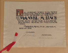 Diploma a Manuel M. Ponce