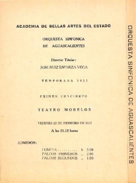 Programa primer concierto de la Temporada 1957