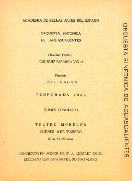 Programa primer concierto de la Temporada 1956