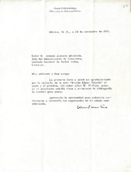 Carta de José Gorostiza