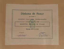 Diploma a Manuel M. Ponce