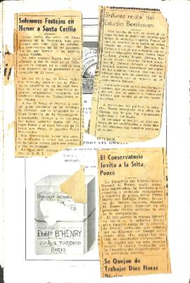 Tres recortes de periódico sobre María del Refugio Ponce.