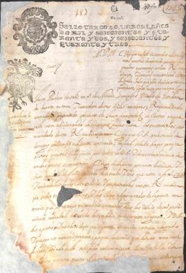 Juan Pachecho de Solís a nombre de María González viuda de Esteban Huerta, vecinos de la Villa de...