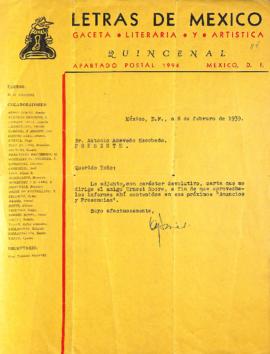 Carta de Octavio G. Barreda