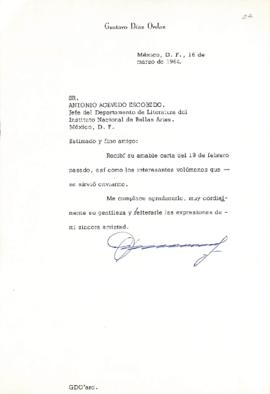 Carta de Gustavo Díaz Ordaz