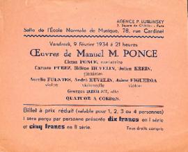 Volante sobre el concierto con obras de Manuel M. Ponce