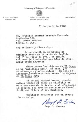 Carta de Boyd G. Carter