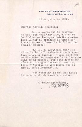 Carta a Antonio Acevedo Escobedo