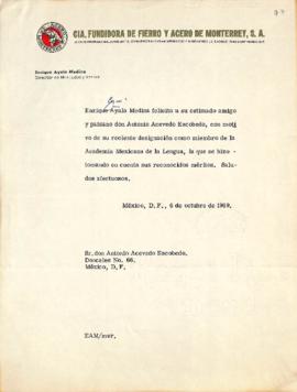 Carta de Enrique Ayala Medina