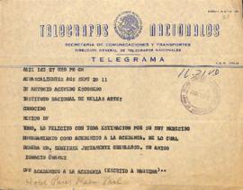 Telegrama de Ignacio Chávez