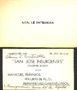 Tarjeta de salón de belleza "San José Insurgentes"