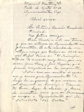 Carta de Manuel Martínez Galván