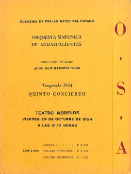 Programa quinto concierto de la Temporada 1954