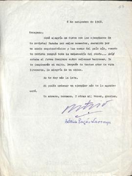Carta de Antonio Pagés Larraya