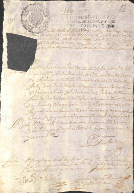 Solicitud de copia de testamento otorgado por la difunta Bernarda Salada en 1692, realizada por P...