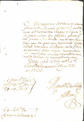 Se remite Bando del Virrey Miguel José de Azanza en el que prescribe las reglas para que se dista...