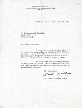 Carta de Carlos González Parrodi