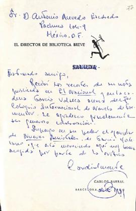 Carta de Carlos Barral