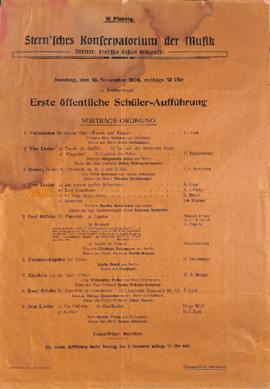 Programas de conciertos "Zweite Prüfugs- Aufführung y "Ersle Offentliche Schüler Auffüh...