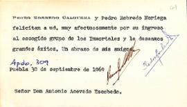 Nota de Pedro Robredo Galguera y Pedro Robredo Noriega