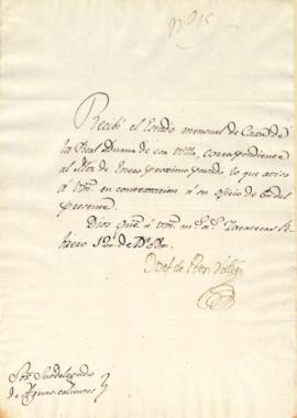 Acuse de recibo del estado mensual de caja de la Real Aduana correspondientes a enero de 1808