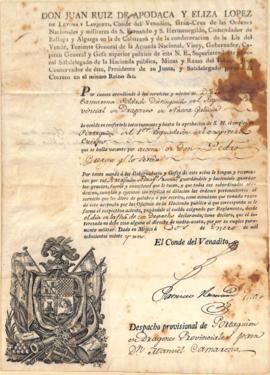 Nombramiento del escuadrón del Regimiento Provincial de Dragones