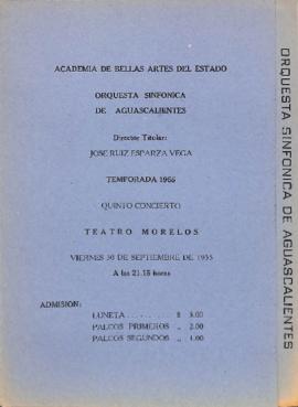 Programa quinto concierto de la Temporada 1955