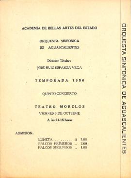 Programa del quinto concierto de la Temporada 1956
