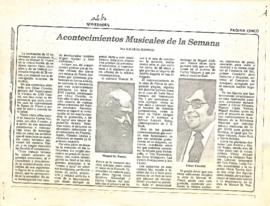 Sección Acontecimientos musicales de la semana