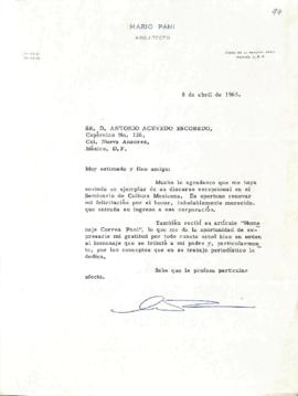 Carta de Mario Pani