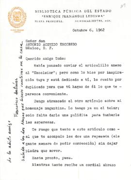 Carta de Francisco Antúnez