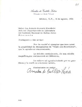 Carta de Amalia de Castillo Ledón