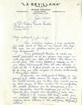 Carta de Roque Acevedo