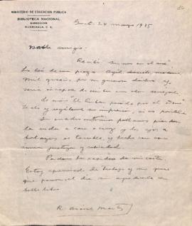 Carta de Rafael Arévalo Martínez