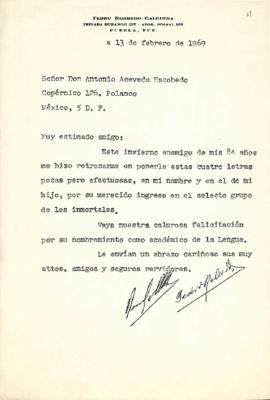 Carta de Pedro Robredo Galguera