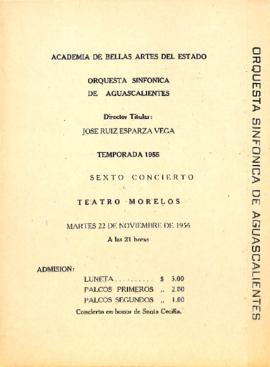 Programa del sexto concierto de la Temporada 1955
