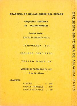 Programa segundo concierto de la Temporada 1957