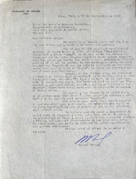Carta de Rafael Bernal