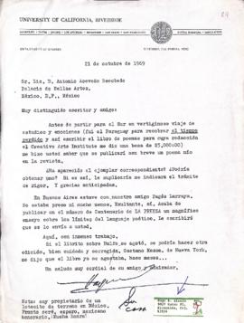 Carta de Hugo Rodríguez Alcalá